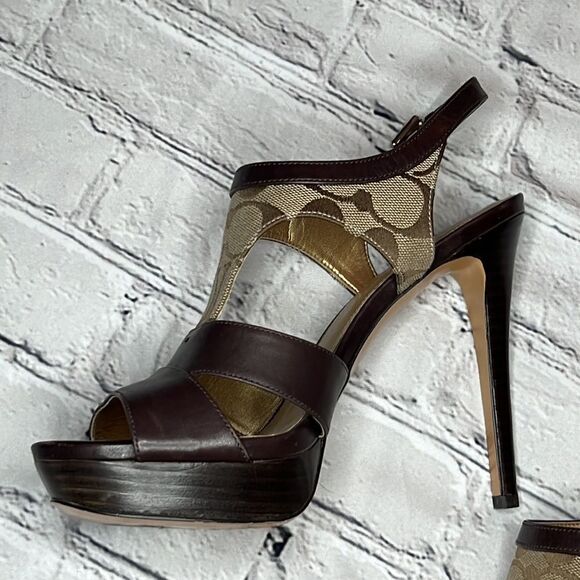 Coach Brown Leather Sandals - Picture 4 of 11